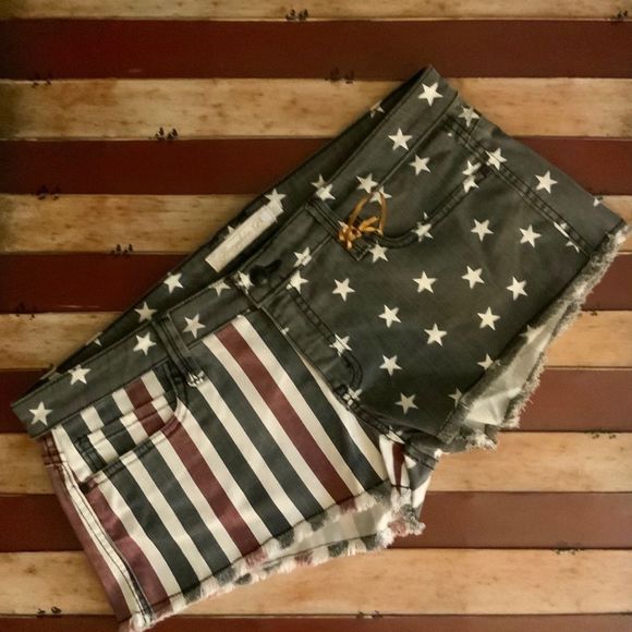 NWT $148 Frankie B. Stars & Stripes Raw Hem Shorts - Picture 3 of 13
